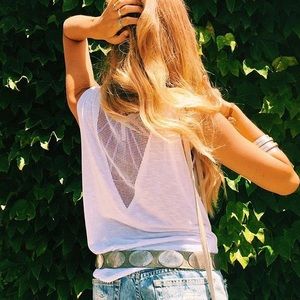 LF Mesh V-neck in White